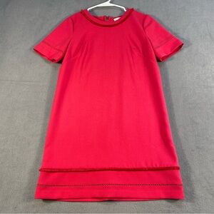 LOFT Women’s Bright Pink Short Sleeves Crochet Shift Dress, Back Zipper, size 0